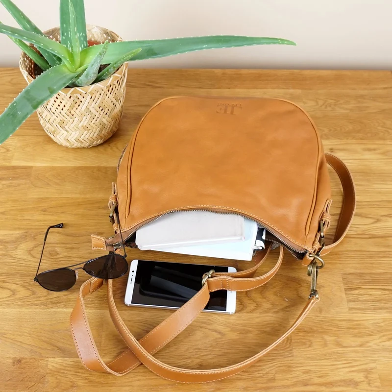Schultertasche Ledertasche Handtasche Leder cognac LE0063