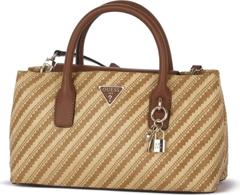 Guess Henkeltasche SIMONA Raffiabast Natural Cognac