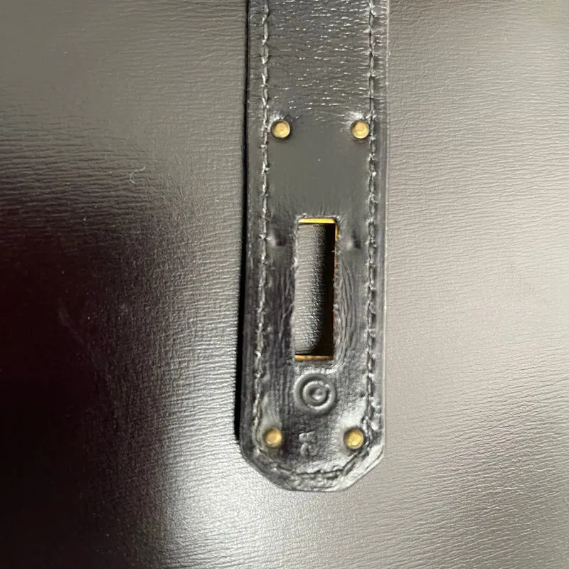 Hermès Vintage Schwarze Kelly Sellier 32 Box Leder 1985