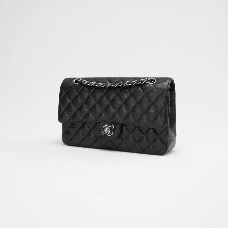 Chanel Classic Medium Double Flap Bag, schwarzes Kaviarleder, 2010