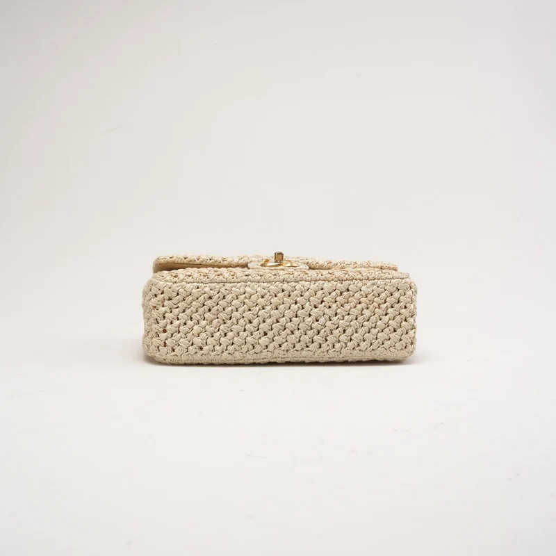 Chanel Raffia Crochet Ancient Greece Medium Flap Beige 2018