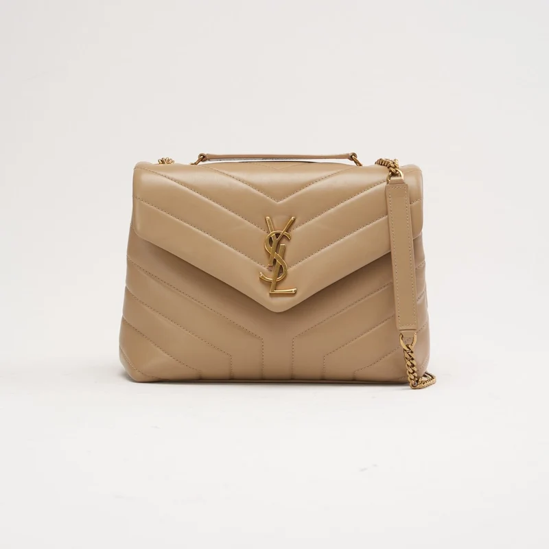Saint Laurent Kleine Loulou Leder Dunkelbeige 2019