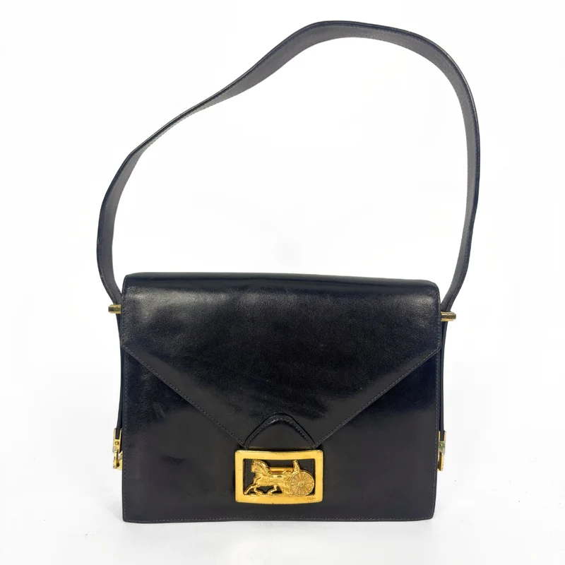 Celine Schwarze Schultertasche aus Leder