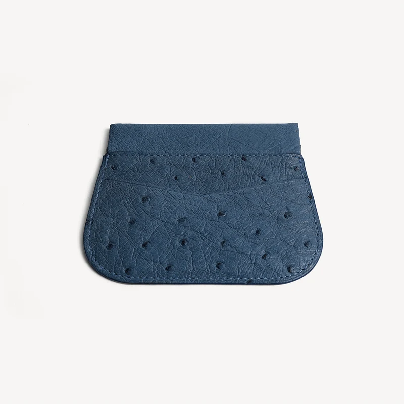 Straußenleder-Geldbörse - Blau (1 ml)