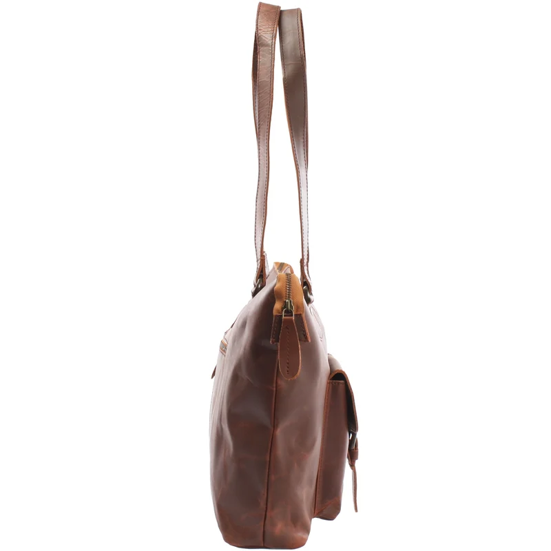 B-Ware Schultertasche Damentasche Handtasche Leder braun LE0052