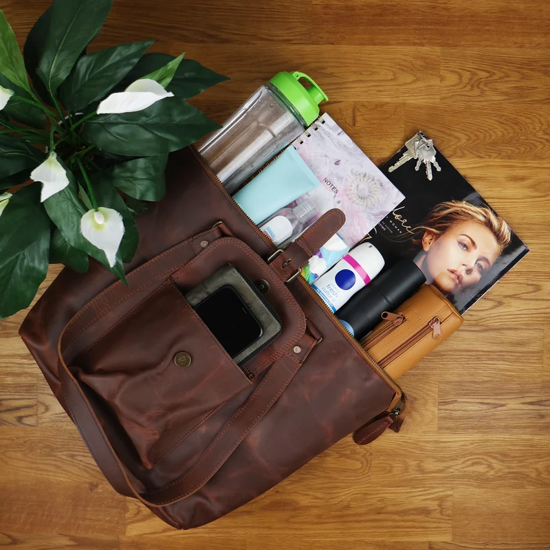 B-Ware Schultertasche Damentasche Handtasche Leder braun LE0052