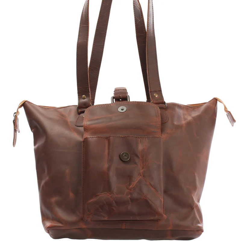 B-Ware Schultertasche Damentasche Handtasche Leder braun LE0052