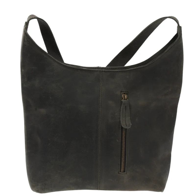 mittlere Umhängetasche Schultertasche Damentasche Leder grau LE0073