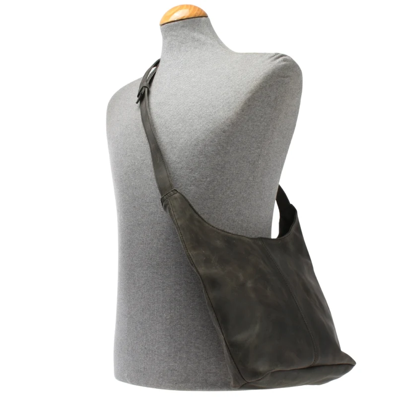 mittlere Umhängetasche Schultertasche Damentasche Leder grau LE0073