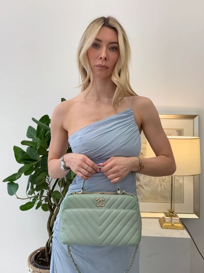 Chanel Trendy CC Bowling Medium Lamb Mint Green 2018