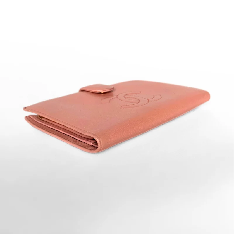 Chanel Caviar CC French Long Wallet in Pink
