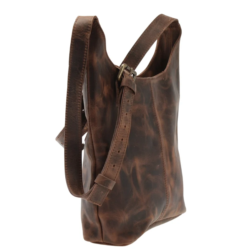 mittlere Umhängetasche Schultertasche Damentasche Leder schlamm LE0073