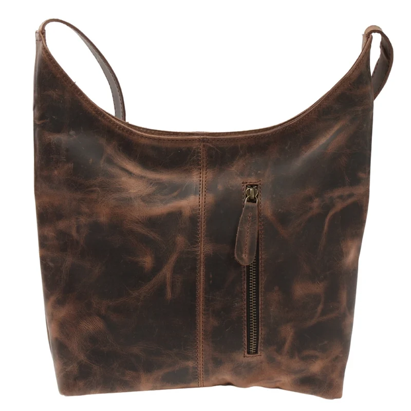 mittlere Umhängetasche Schultertasche Damentasche Leder schlamm LE0073