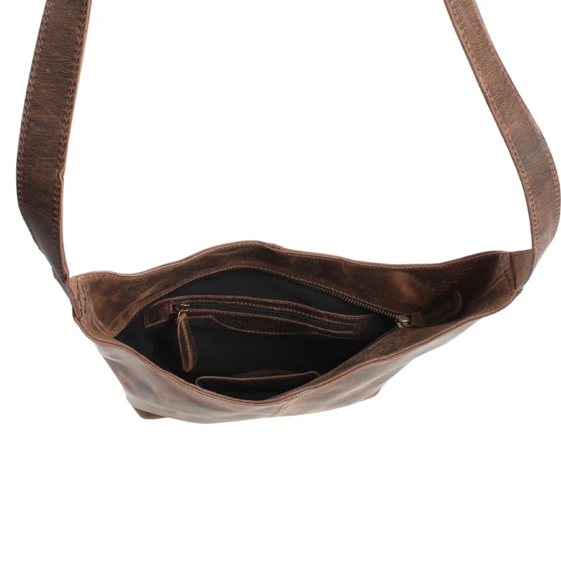mittlere Umhängetasche Schultertasche Damentasche Leder schlamm LE0073
