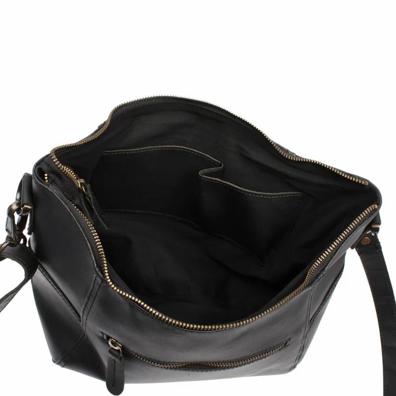 Umhängetasche Schultertasche Ledertasche Leder schwarz LE0058