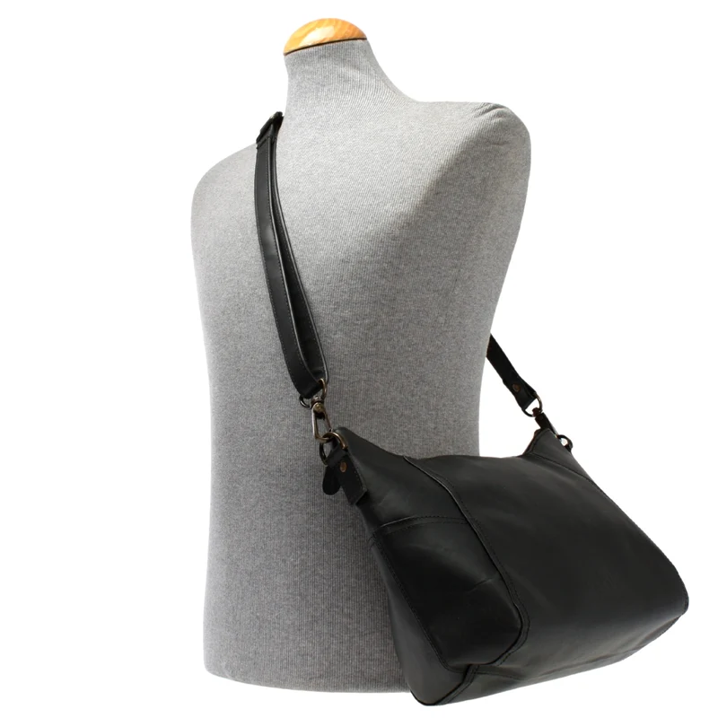 Umhängetasche Schultertasche Ledertasche Leder schwarz LE0058