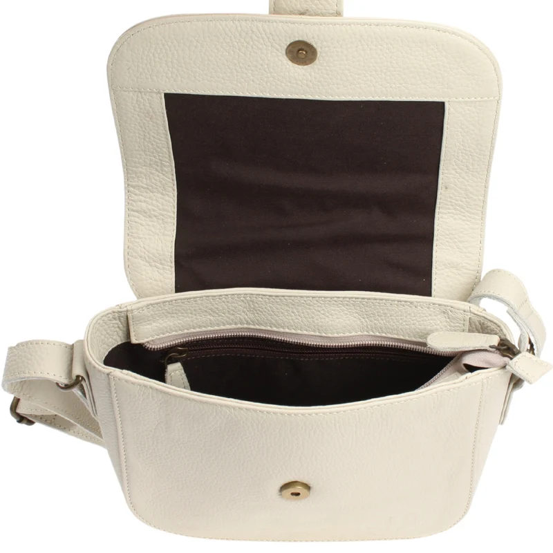 kleine Schultertasche Umhängetasche Damentasche Leder beige LE0074
