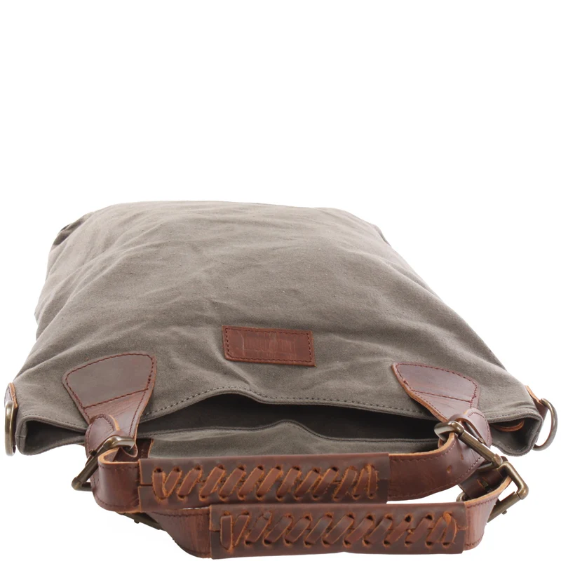 Schultertasche Umhängetasche Henkeltasche Shopper Damentasche Canvas Leder grau LE0054