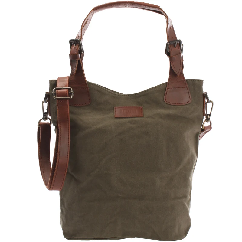 Schultertasche Umhängetasche Henkeltasche Shopper Damentasche Canvas Leder grün LE0054