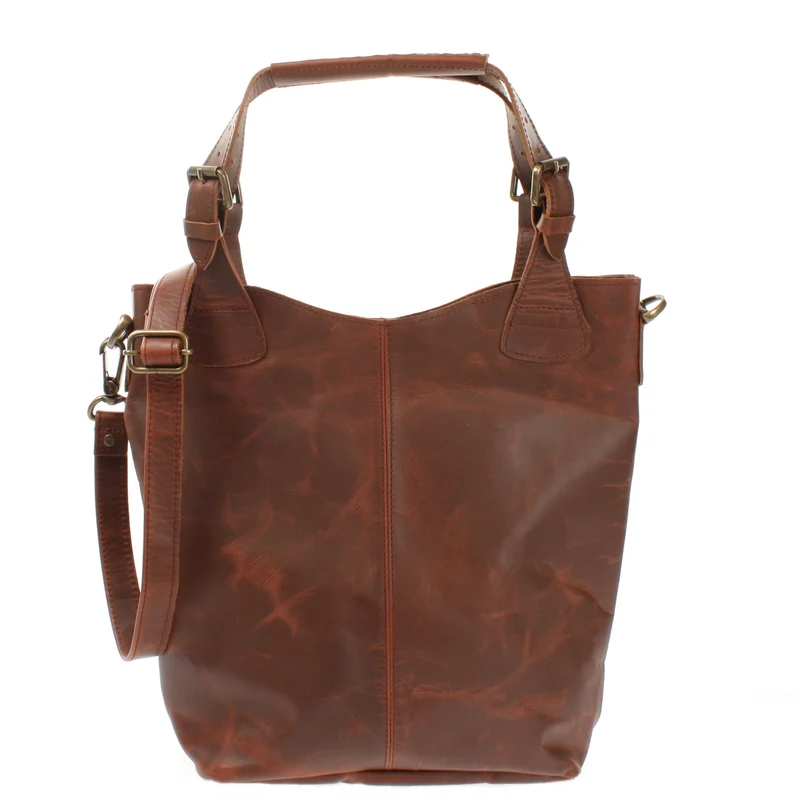 Umhängetasche Schultertasche Henkeltasche Damentasche Leder braun LE0054