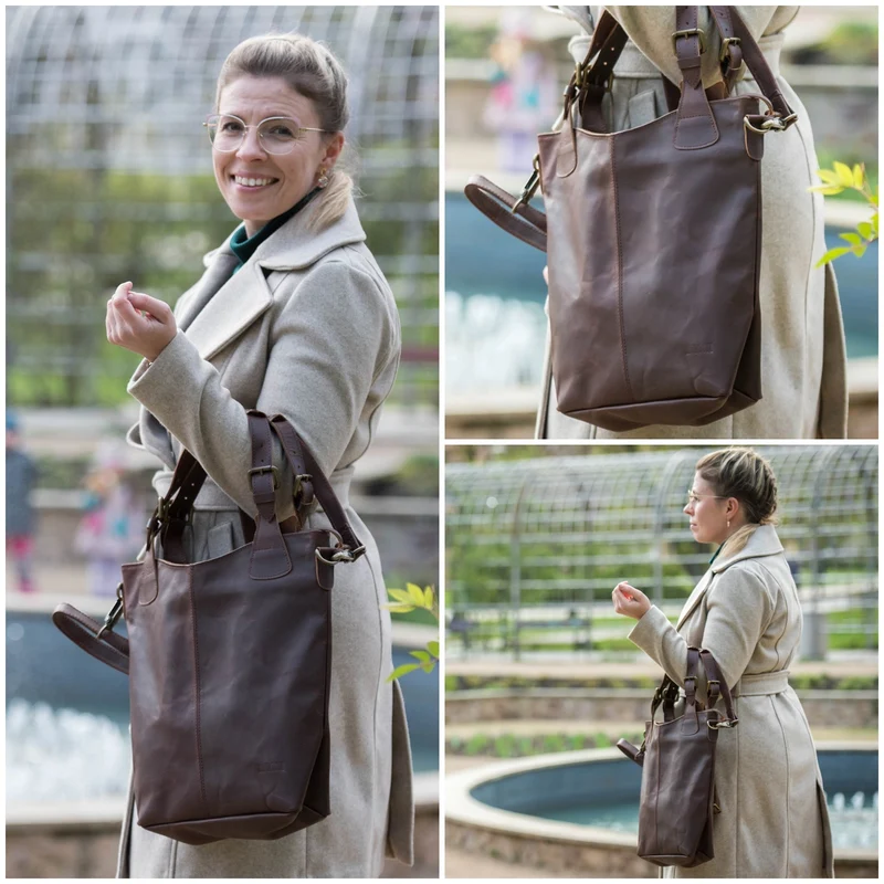 Umhängetasche Schultertasche Henkeltasche Damentasche Leder braun LE0054