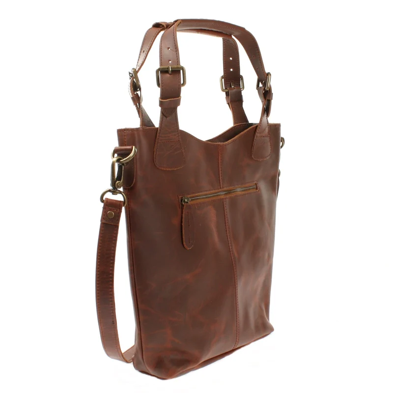 Umhängetasche Schultertasche Henkeltasche Damentasche Leder braun LE0054