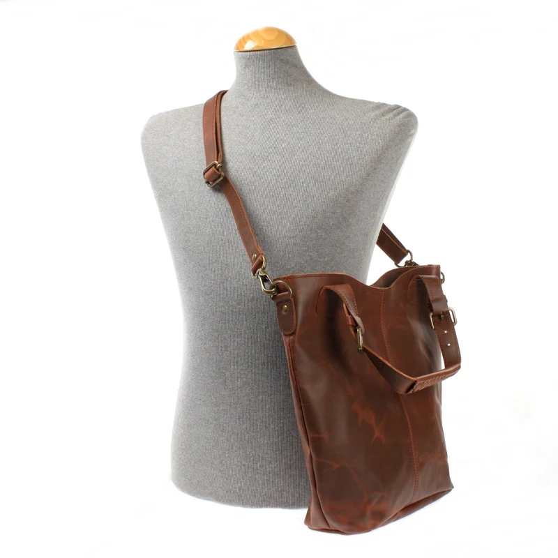 Umhängetasche Schultertasche Henkeltasche Damentasche Leder braun LE0054