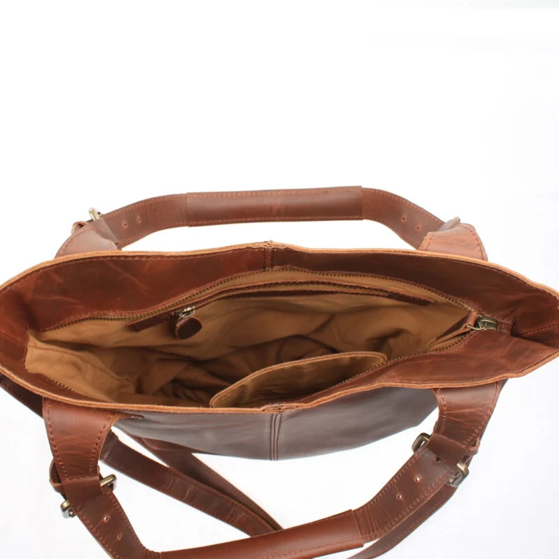 Umhängetasche Schultertasche Henkeltasche Damentasche Leder braun LE0054