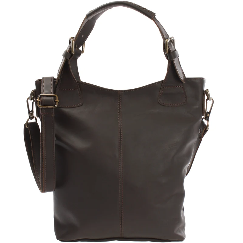 Umhängetasche Schultertasche Henkeltasche Damentasche Leder dunkelbraun LE0054