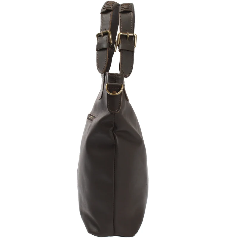 Umhängetasche Schultertasche Henkeltasche Damentasche Leder dunkelbraun LE0054