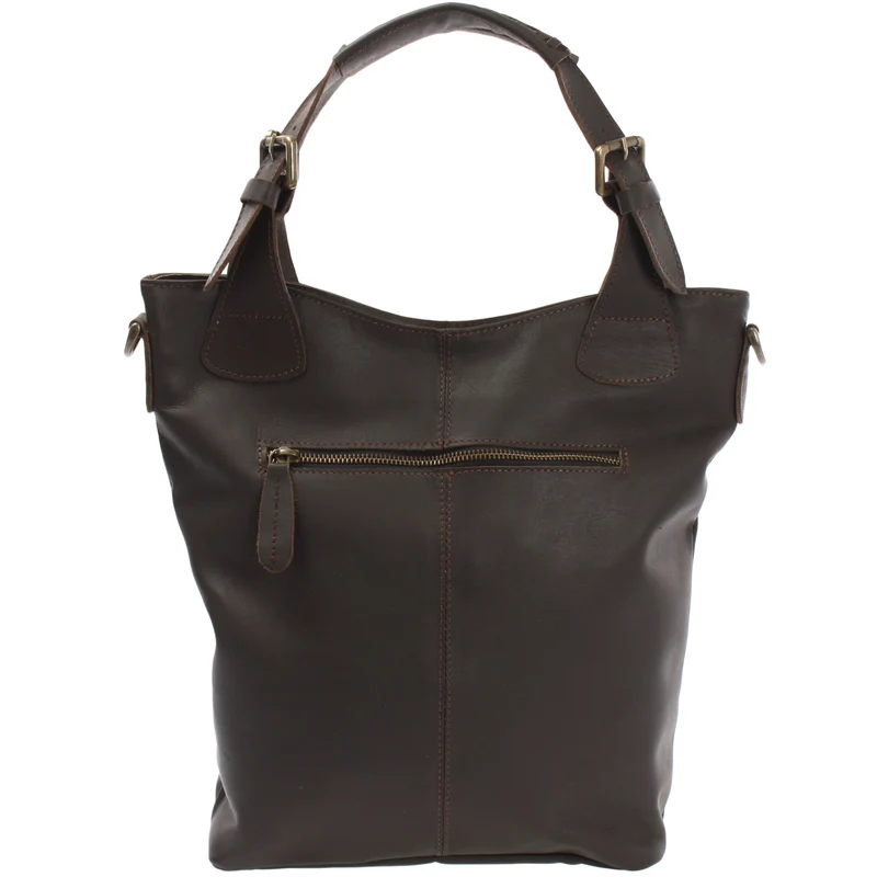 Umhängetasche Schultertasche Henkeltasche Damentasche Leder dunkelbraun LE0054