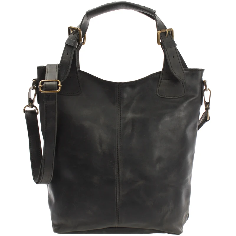 Umhängetasche Schultertasche Henkeltasche Damentasche Leder grau LE0054