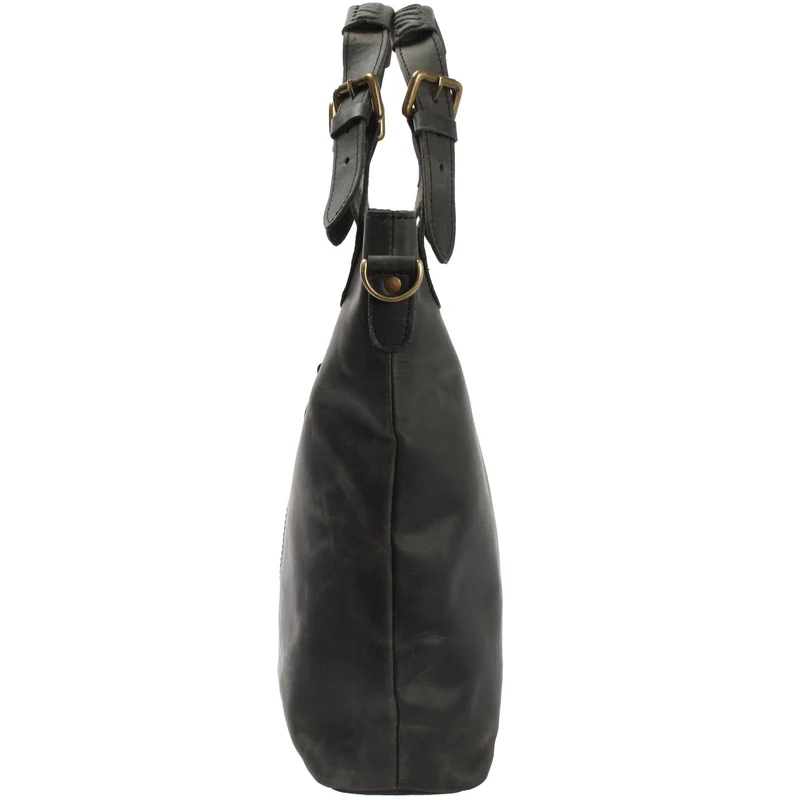 Umhängetasche Schultertasche Henkeltasche Damentasche Leder grau LE0054