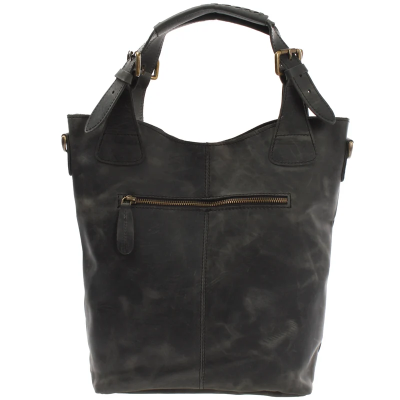 Umhängetasche Schultertasche Henkeltasche Damentasche Leder grau LE0054
