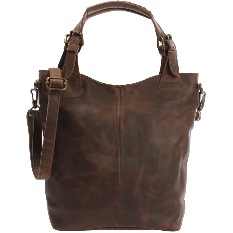 Umhängetasche Schultertasche Henkeltasche Damentasche Leder schlamm LE0054