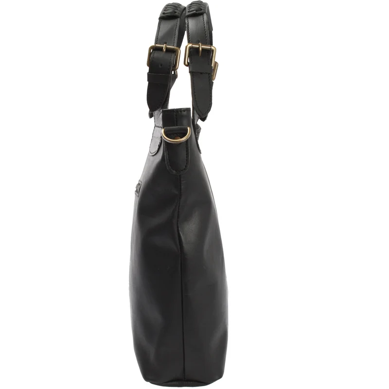 Umhängetasche Schultertasche Henkeltasche Damentasche Leder schwarz LE0054