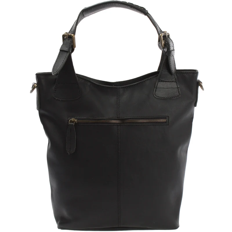 Umhängetasche Schultertasche Henkeltasche Damentasche Leder schwarz LE0054