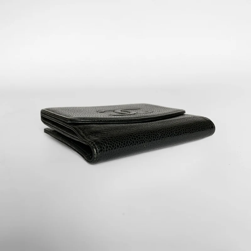 Chanel Timeless CC Caviar Compact Wallet Schwarz