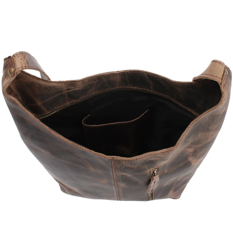 große Umhängetasche Schultertasche Beuteltasche Damentasche Leder schlamm LE0055