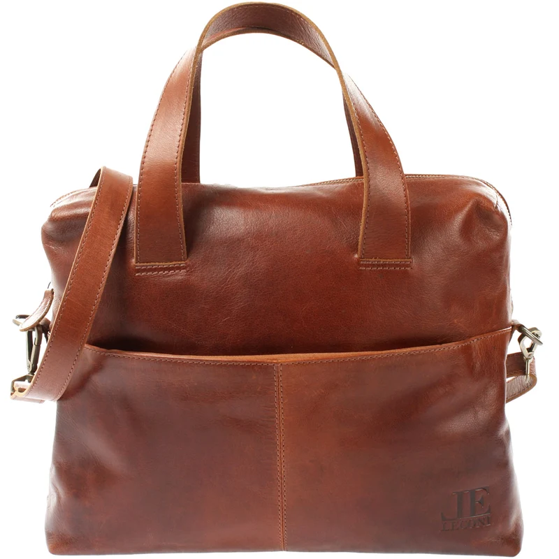 große Schultertasche Henkeltasche Shopper DIN A4 Handtasche Damen Leder braun LE0059