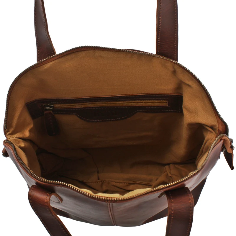 Shopper Schultertasche Damen Handtasche Ledertasche Henkeltasche Leder braun LE0060