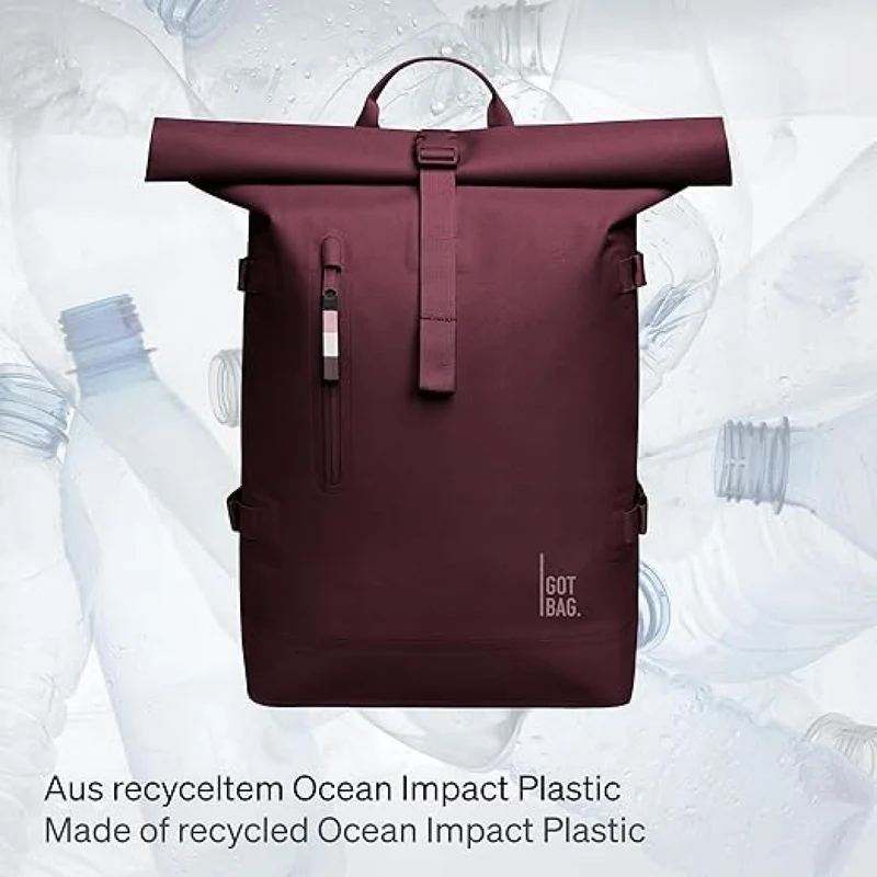 GOT BAG Rucksack Rolltop 2.0 | Laptop Rucksack wasserdicht mit Herausnehmbarer 15,6 Laptoptasche | 31 Liter Füllvolumen Rollrucksack kraken bordeaux