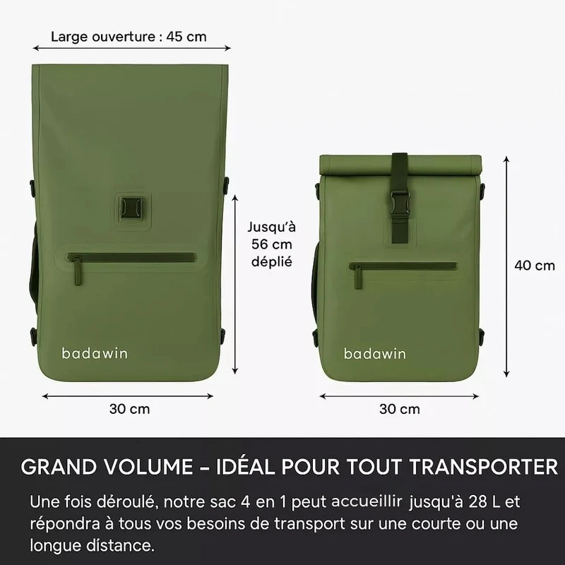 2-in-1 Fahrradtasche Ali Grün
