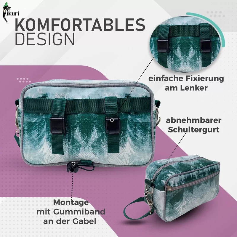 IKURI Lenkertasche Pinos – wasserdicht, Lenker & Schulter, handgefertigt