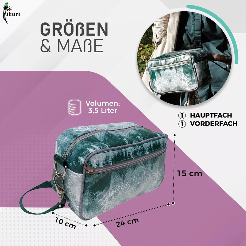 IKURI Lenkertasche Pinos – wasserdicht, Lenker & Schulter, handgefertigt