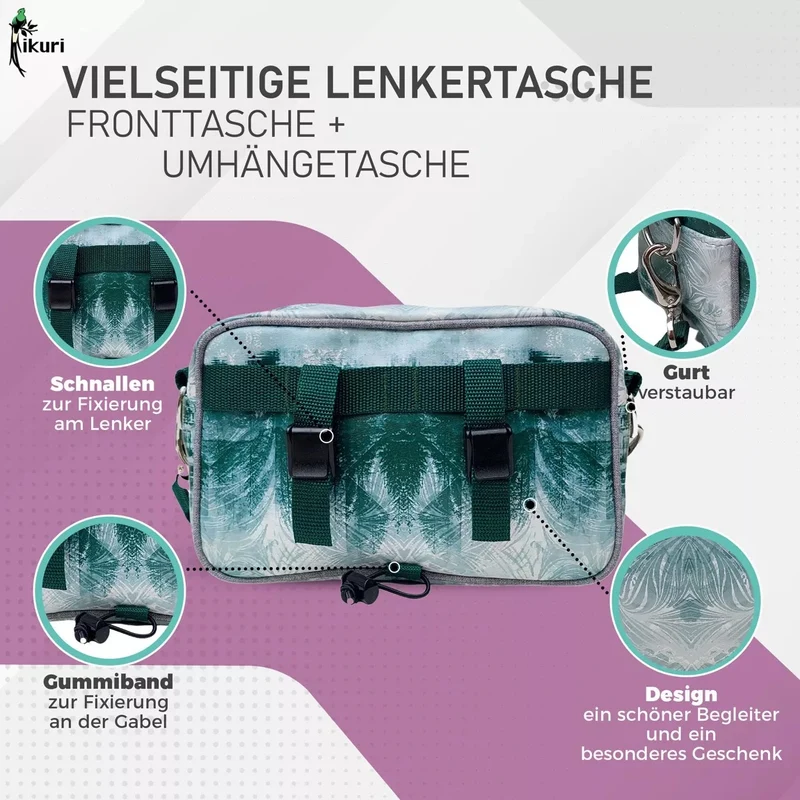IKURI Lenkertasche Pinos – wasserdicht, Lenker & Schulter, handgefertigt