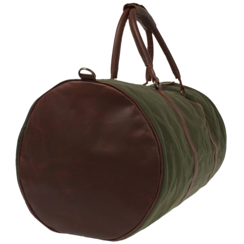 großer Weekender Reisetasche Sporttasche Leder Canvas grün 60cm LE2026