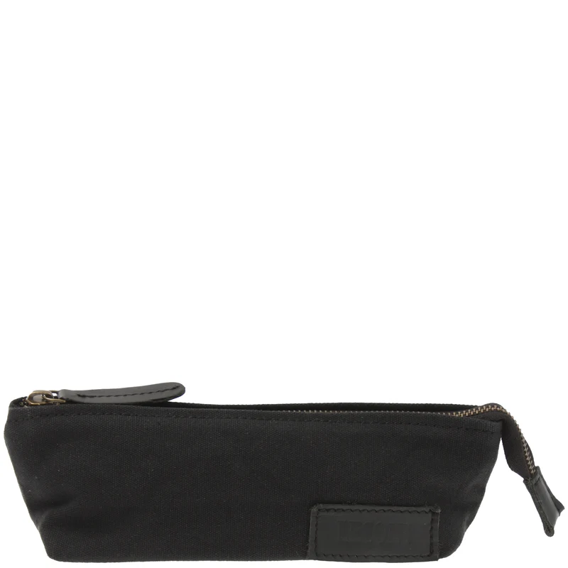 Stiftemappe Federtasche Stifteetui Federmappe Damen Herren Canvas Leder schwarz LE9026