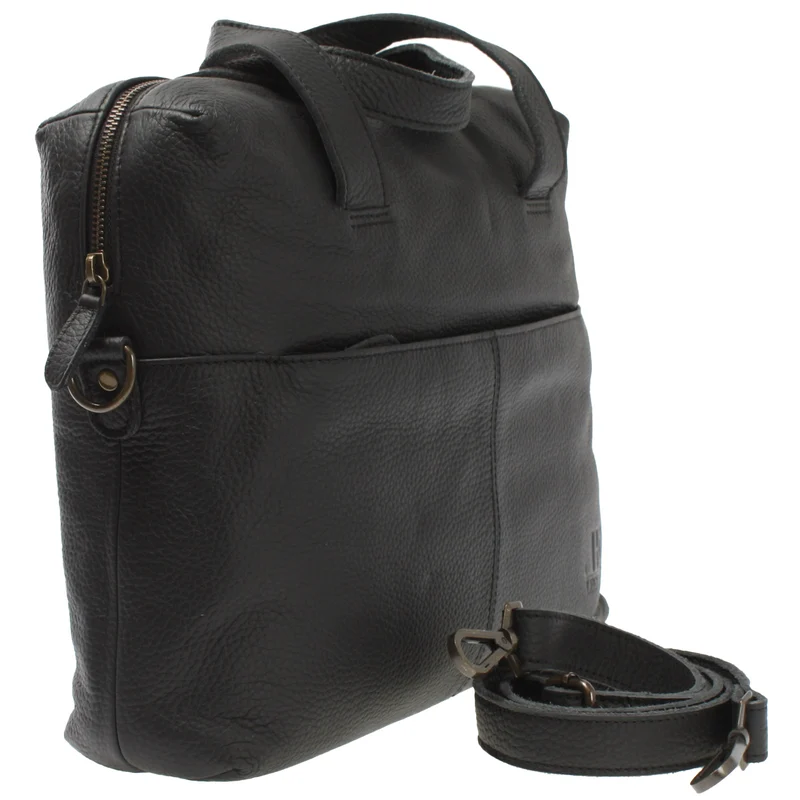 große Schultertasche Henkeltasche Shopper DIN A4 Handtasche Damen Leder schwarz LE0059