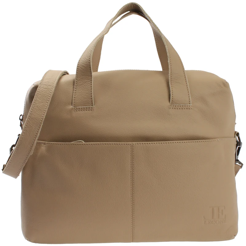 große Schultertasche Henkeltasche Shopper DIN A4 Handtasche Damen Leder sand LE0059